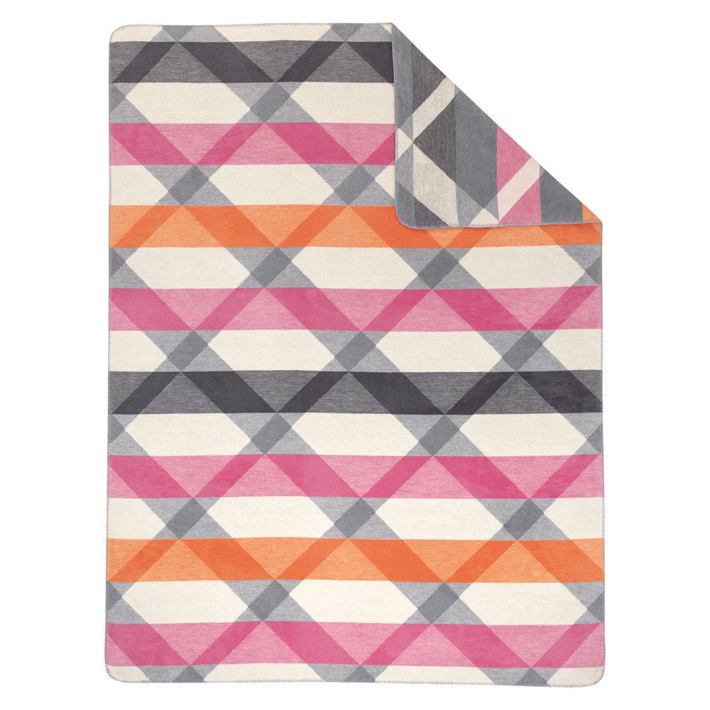 Ibena Kuscheldecke Heimdecke Wohndecke grau-pink-orange 150x200 1454-100 von Ibena