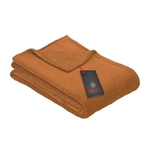 Ibena Kuscheldecke Olbia 150x200 cm - flauschig, warm & waschbar, fleecedecke Cognac einfarbig von Ibena