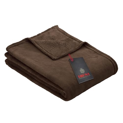 Ibena Kuscheldecke Olbia 130x180 cm - flauschig, warm & waschbar, fleecedecke braun einfarbig von Ibena