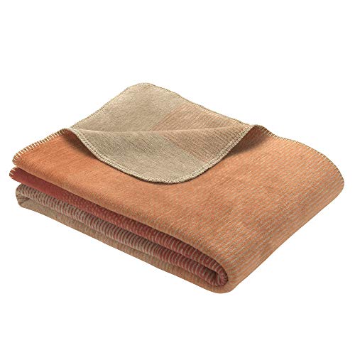 Ibena Toronto Wolldecke 150x200 cm - Kuscheldecke Terracotta beige Gemustert, kuschelig weich und angenehm warm, hochwertige Pflegeleichte Baumwollmischung von Ibena