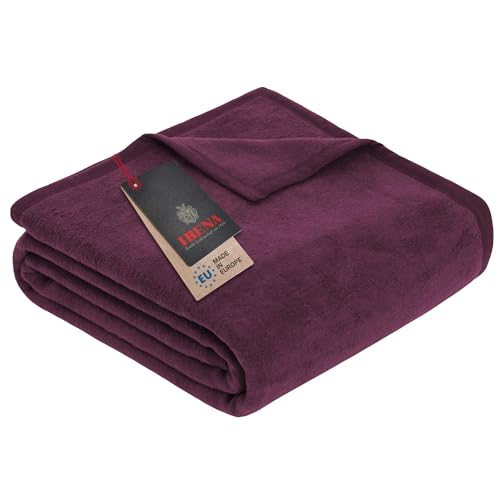 Ibena Porto XXL Decke 180x220 cm – Baumwollmischung weich, warm & waschbar, Tagesdecke lila einfarbig Ibena Porto XXL Decke 180x220 cm – Baumwollmischung weich, warm & waschbar, Tagesdecke lila einfarbig von Ibena