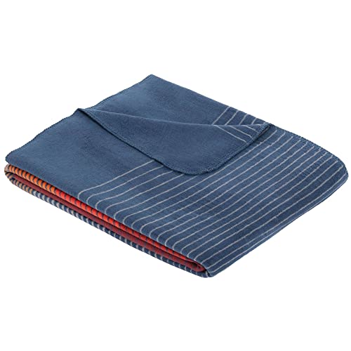 bugatti Kuscheldecke 150x200 cm - Decke mit Streifen blau/Terracotta, Pflegeleichte und kuschelweiche Baumwollmischung bugatti Kuscheldecke 150x200 cm - Decke mit Streifen blau/Terracotta, Pflegeleichte und kuschelweiche Baumwollmischung von Ibena
