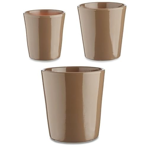 Ibergarden Pflanztöpfe Set Ø 14 cm Ø 22 cm Ø 17 cm konisch 3-teilig Taupe von Ibergarden