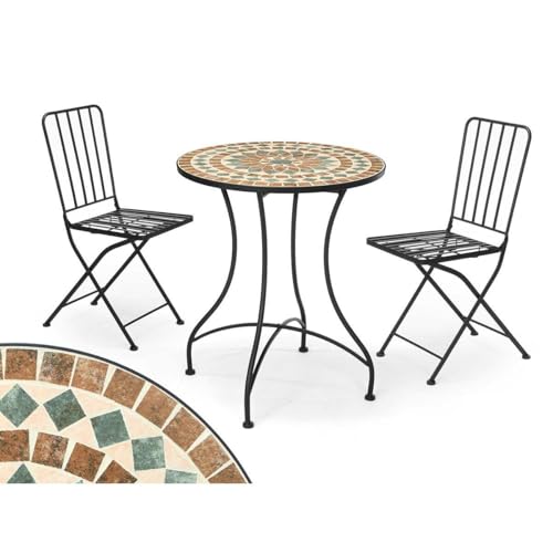 Ibergarden Tisch mit 2 Stühlen Mosaik geschmiedet Braun Schwarz - Marke EAN: 8430852104465 von Ibergarden