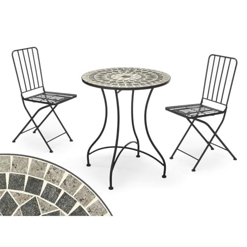 Ibergarden Tisch mit 2 Stühlen Mosaik geschmiedet Schwarz Grau - Marke EAN: 8430852104441 von Ibergarden