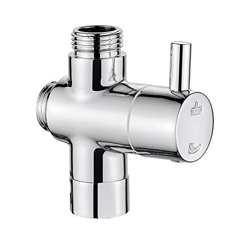 Ibergrif 3 Wege Umschaltventil Messing Chrom Badezimmer Universal Duschumschalter Einlass (G1 / 2”) und 2 Steckdosen (G1 / 2”) für Handgehaltenen Duschkopf & Festen Sprühkopf Regendusche von Ibergrif