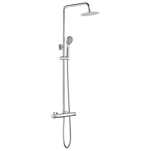 Ibergrif - Duschsystem mit Regendusche, Brauseschlauch, Handbrause, Brausehalter, Duschstange, Chrom von Ibergrif