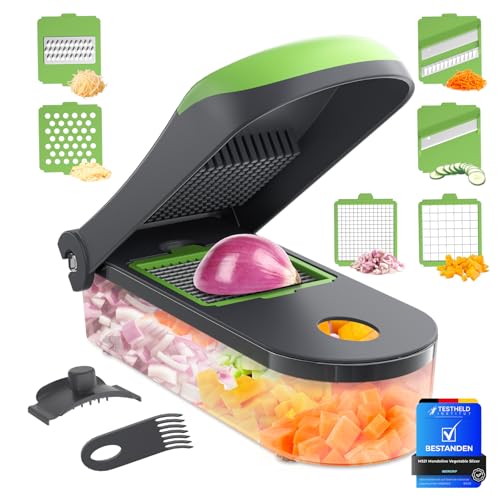 Ibergrif M521 Gemüseschneider, 6 in 1 Vegetable Chopper Multifunktionale, Gemüse Zerkleinerer Würfelschneider Slices 1200ml, BPA-Frei, Spülmaschinenfest, Gemüse Schneider for Fruits Vegetable von Ibergrif