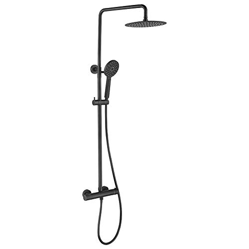 Ibergrif M21808B - Duschsystem mit Thermostat, Regendusche, Brauseschlauch, Handbrause, Brausehalter, Duschstange Ibergrif M21808B - Duschsystem mit Thermostat, Regendusche, Brauseschlauch, Handbrause, Brausehalter, Duschstange von Ibergrif