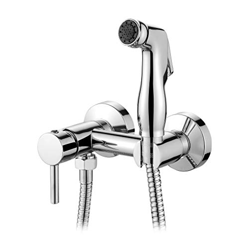 Ibergrif - Wandmontage WC-Bidet Handbrause Set mit Douche und Halter, Schlauch, Warmes und Kaltes Wasser, Chrom von Ibergrif