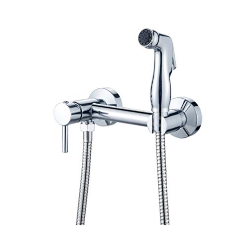 Ibergrif M22013 - Wandmontage WC-Bidet Handbrause Set mit Douche und Halter, Schlauch, Warmes und Kaltes Wasser, Chrom, Silber von Ibergrif