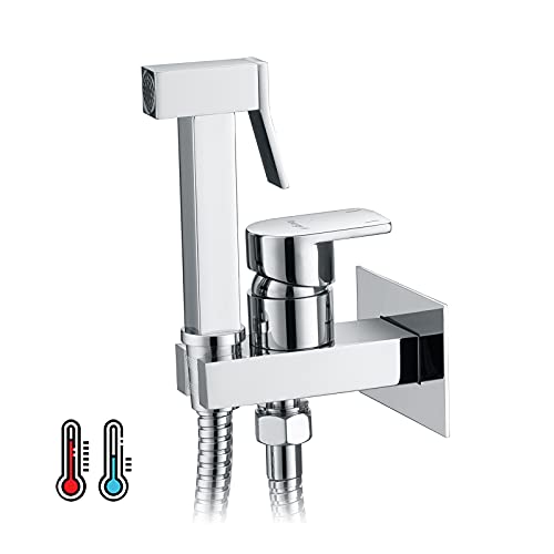 Ibergrif M22019 - Unterputz WC-Bidet Handbrause Set mit Dusche und Halter, Schlauch, Warmes und Kaltes Wasser, Chrom, Silber, S von Ibergrif