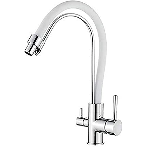Ibergrif M22122-3 - 3 Wege Küchenarmatur, Wasserhahn für Küche mit Weiß Flexibler Auslauf, Chrom, Silber Ibergrif M22122-3 - 3 Wege Küchenarmatur, Wasserhahn für Küche mit Weiß Flexibler Auslauf, Chrom, Silber von Ibergrif