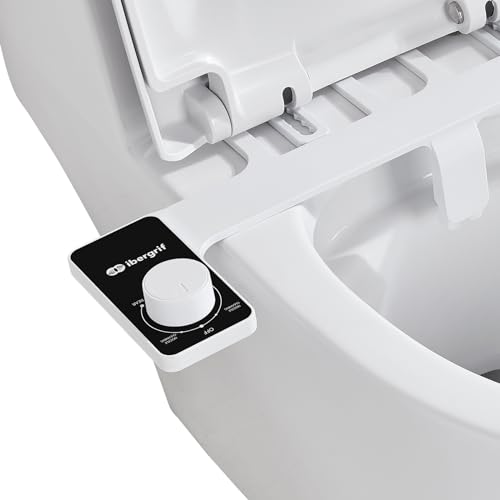 Ibergrif Bidet Aufsatz, Ultra-Slim Bidet Toilettenaufsatz mit Einziehbare Selbstreinigende Doppeldüsen, Nicht Elektrisch, Einstellbarer Druckschalter, mit Adapter und Schläuche, Schwarz von Ibergrif