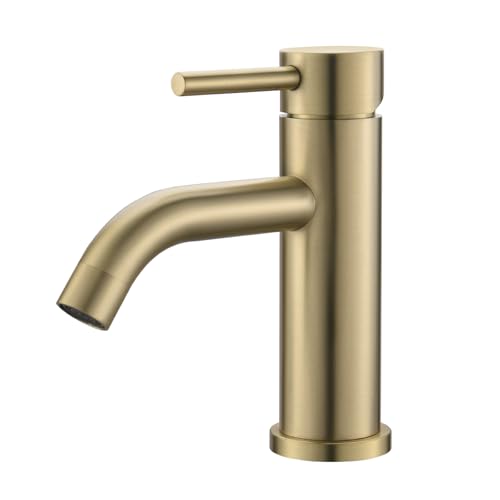 Ibergrif Wasserhahn Bad Mischbatterie, Waschtischarmatur Infache Montage, Armatur für Waschbecken, Badezimmer, Einhebel Waschtischbatterie Gebürsteter, Edelstahl, Chrom, Golden Ibergrif Wasserhahn Bad Mischbatterie, Waschtischarmatur Infache Montage, Armatur für Waschbecken, Badezimmer, Einhebel Waschtischbatterie Gebürsteter, Edelstahl, Chrom, Golden von Ibergrif