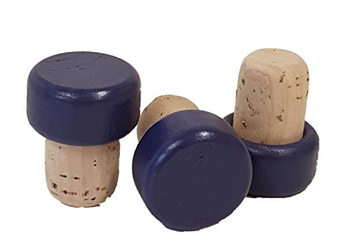 10 Griffkorken, Griff aus Holz Blau- Stopfen Durchmesser 19 mm, Korken von Iberia Griffkorken