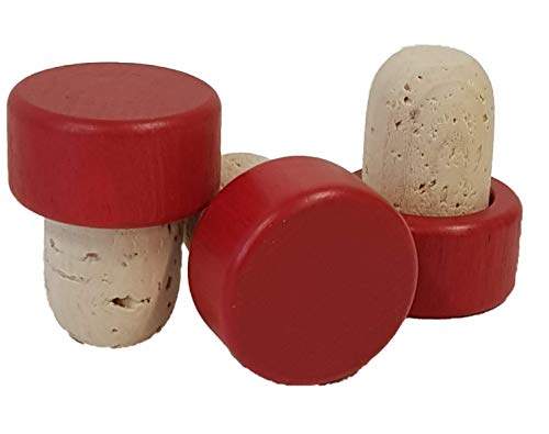 25 Griffkorken, Griff aus Holz - Stopfen Durchmesser 19 mm, Korken, Holzgriff (rot) von Iberia Griffkorken