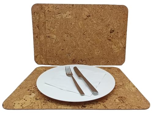 Platzset 4er Kork rechteckig Tischset 40 x 30 cm dekorative natürliche Korkstruktur von Iberia-Kork WEINKORKEN & SEKTKORKEN