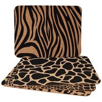 Tischset Aus Kork 4Er Bedruckt Mit 4 Verschiedenen Jungle Motiven 400 X 300 Mm 3 - Set À Stück, Vegan, Farbe Braun Schwarz von Iberiashop