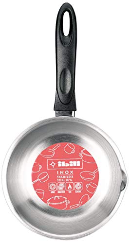 IBILI Stielkasserolle Clásica gewölbt 20 cm aus Edelstahl/Kunststoff, Silber/schwarz von IBILI