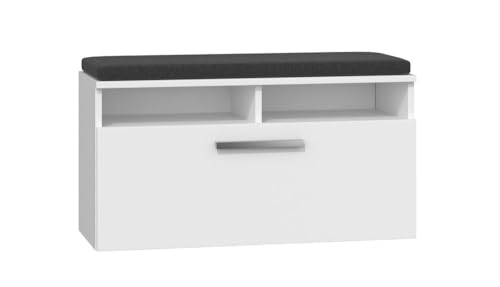 Ibonto Schuhbank Schuhkommode Gepolstertert Moderne mit Sitzfläche und Stauraum (MATTWEISS) von Ibonto
