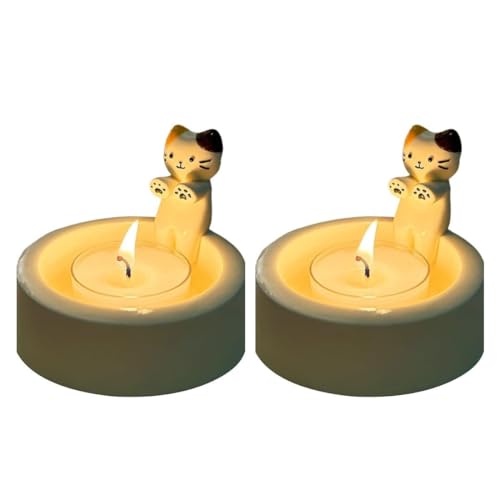 Cartoon Kätzchen Kerzenhalter | Kerzenhalter mit wärmenden Katzenpfoten | Wärmende Pfoten Katze Gips Kerzenständer Dekor | Niedlicher Katzen Kerzenhalter Geschenke für Katzenliebhaber von Ibuloule