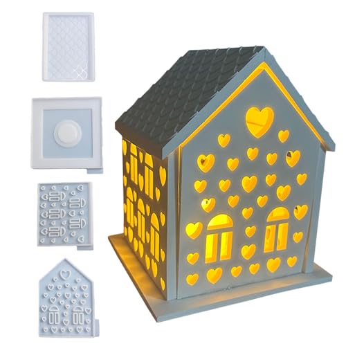Häuser Silikonformen, 3D Haus Silikonform Gießformen, DIY Silikon Gießform Kerzenhalter für Home Deko von Ibuloule