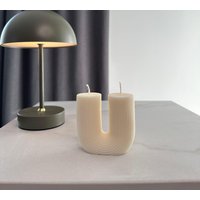 U-Form Kerze | 2 Dochte Dekorativ Handgemacht Diy Farbenauswahl 100% Vegan Aus Sojawachs Stumpenkerze Geschenkidee Form von IcandleStudio