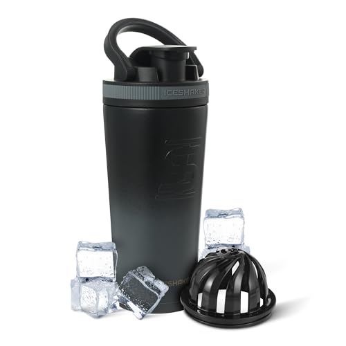 Ice Shaker Isolierte Edelstahl-Shaker-Flasche, 750 ml, grauer Rush, kalt für 24+ Stunden, isolierter Becher mit Rührwerk zum Aufdrehen, geruchsfreie Flasche für Shakes, Wasser, Smoothies, Cocktails Ice Shaker Isolierte Edelstahl-Shaker-Flasche, 750 ml, grauer Rush, kalt für 24+ Stunden, isolierter Becher mit Rührwerk zum Aufdrehen, geruchsfreie Flasche für Shakes, Wasser, Smoothies, Cocktails von Ice Shaker