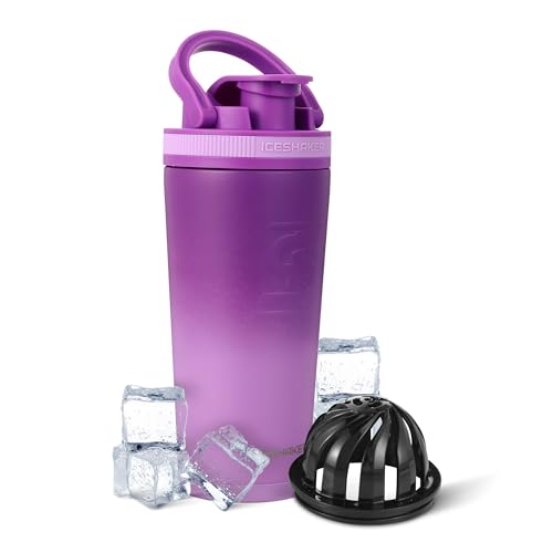 Ice Shaker Isolierte Edelstahl-Shaker-Flasche, 750 ml, violette Farbe, kalt für 24+ Stunden, isolierter Becher mit Drehrührwerk, geruchsfreie Flasche für Protein-Shakes, Wasser, Smoothies, Cocktails Ice Shaker Isolierte Edelstahl-Shaker-Flasche, 750 ml, violette Farbe, kalt für 24+ Stunden, isolierter Becher mit Drehrührwerk, geruchsfreie Flasche für Protein-Shakes, Wasser, Smoothies, Cocktails von Ice Shaker