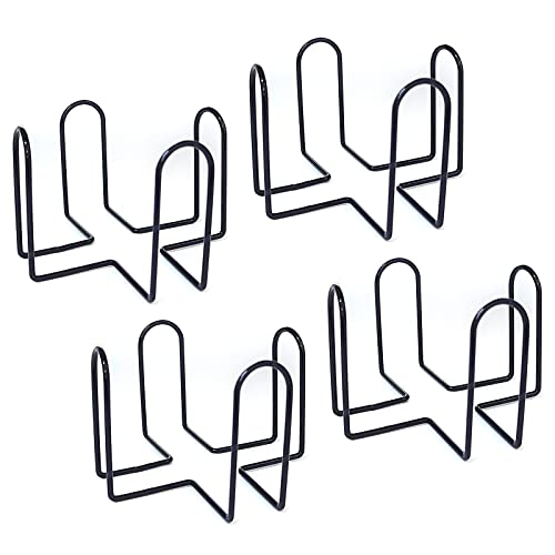 Icecode Metall-Untersetzer-Halter, 4 Stück für quadratische oder runde Untersetzer, Schmiedeeisen-Regal-Dekoration (Schwarz, Edelstahl, Quadratisch, Rund) von Icecode