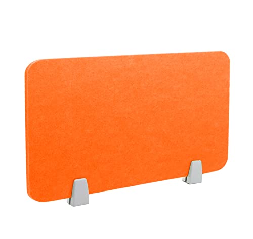 Icegrey Akustik Trenn-Wand für Schreibtisch Filz Freistehender akustischer Schreibtischteiler Reduzieren Sie Lärm und visuelle Ablenkungen mit 2 Clips, Orange, 120x30cm von Icegrey