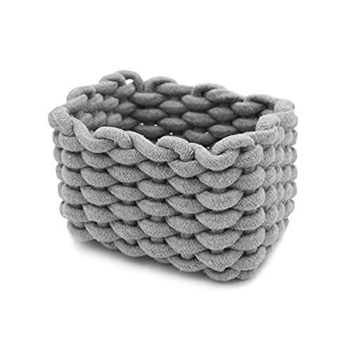 Icegrey Aufbewahrungskorb Baumwolle Strickkorb Dekorative NatüRliche Rechteck Wasserdichter Aufbewahrungsboxen Organisatoren für Babyzimmer, Schlafzimmer, Wohnzimmer Grau Small von Icegrey