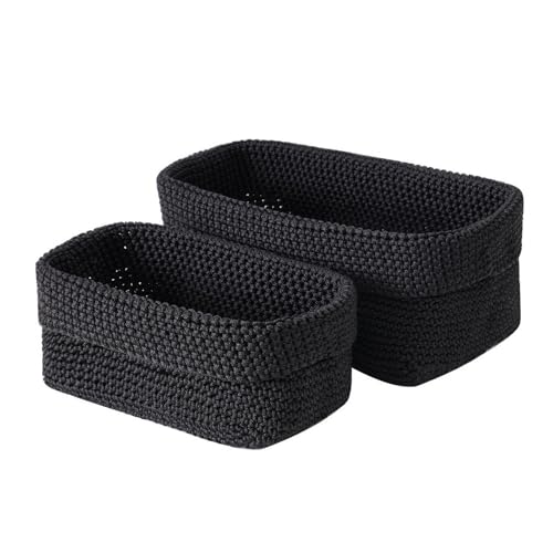 Icegrey Aufbewahrungskorb Geflochten Baumwolle Strickkorb, Korb Aufbewahrung Klein Körbchen Wickeltisch Organizer, Dekorative Speicher Regalkörbe für Schränke, Bad, Küche, Schwarzes Quadrat, 2pcs Set Icegrey Aufbewahrungskorb Geflochten Baumwolle Strickkorb, Korb Aufbewahrung Klein Körbchen Wickeltisch Organizer, Dekorative Speicher Regalkörbe für Schränke, Bad, Küche, Schwarzes Quadrat, 2pcs Set von Icegrey