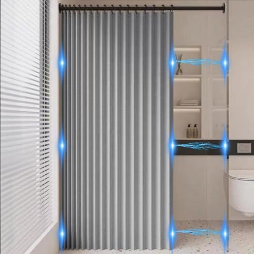Icegrey Duschvorhang Faltbarer Magnetischer Wasserdichter mit Haken, Spritzwassergeschützt, Akkordeon Anti Schimmel Duschvorhang aus Leinen Polyester für Badezimmer, 1 Paneel, Grau, 180x200cm Icegrey Duschvorhang Faltbarer Magnetischer Wasserdichter mit Haken, Spritzwassergeschützt, Akkordeon Anti Schimmel Duschvorhang aus Leinen Polyester für Badezimmer, 1 Paneel, Grau, 180x200cm von Icegrey