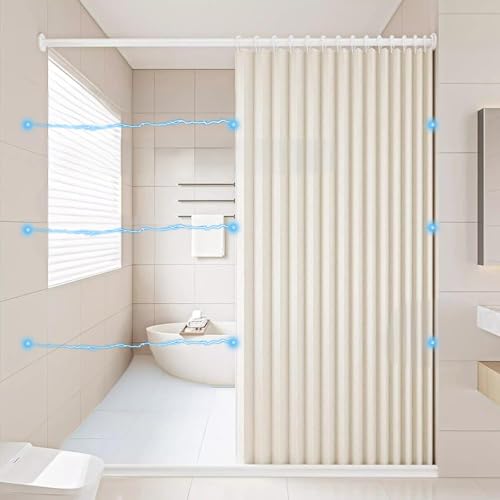 Icegrey Faltbarer Magnetischer Wasserdichter Duschvorhang mit Haken, Nass und Trockentrennung, Strapazierfähiger, LeinenPolyester Anti Schimmel Duschvorhang für Badezimmer, 1 Paneel, Beige, 80x180cm Icegrey Faltbarer Magnetischer Wasserdichter Duschvorhang mit Haken, Nass und Trockentrennung, Strapazierfähiger, LeinenPolyester Anti Schimmel Duschvorhang für Badezimmer, 1 Paneel, Beige, 80x180cm von Icegrey