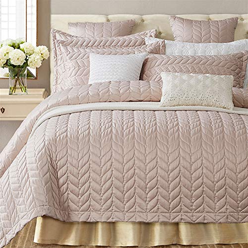 Icegrey Tagesdecke Bettüberwurf Premium GRAU,für Doppelbett Schlafzimmer Champagnerrosa 3-Stück 200x230 cm von Icegrey