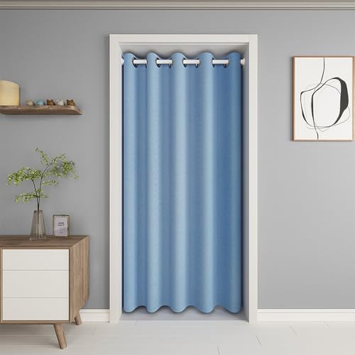 Icegrey Türvorhang Thermo Kälteschutz Dicke Verdunklungsvorhänge, Ösenvorhang Winter Blickdicht Schlafzimmer Gardinen Wärmeisolierend, Hellblau von Icegrey