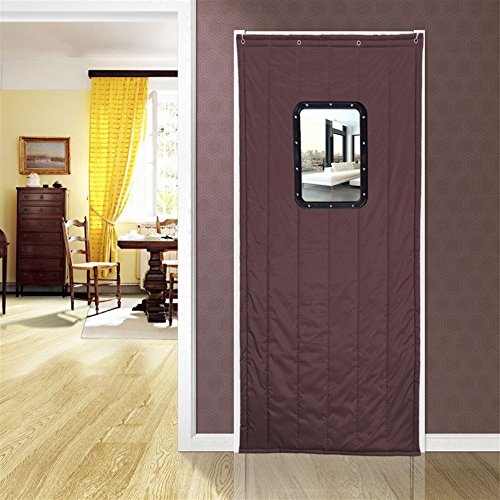 Icegrey Wärmeschutzvorhang mit Fenster Für Tür Isolier Schutz Panel-Isolierung Thermovorhang Verdunklungsgardine Wasserdicht Winddicht Geräuschisolierung Braun 80 x 220cm (Fenster:30x40cm) von Icegrey
