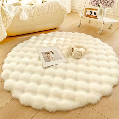 Icegrey Wohnzimmer Teppiche Runder Plüsch Teppich Moderne Schlafzimmer Sofa Nachttischdecke Weiß 100cm von Icegrey
