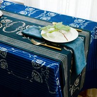 Rechteck Blaue Tischdecke/Indigo Pflanzengefärbte Bio-Baumwolle Tischwäsche Blockbedruckte Textilien Hochzeitsdeko - Gloria von Ichcha