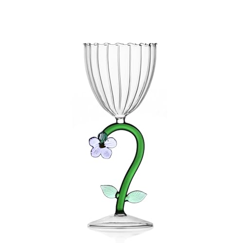 Ichendorf Milano Kelch Optisch Blume Lila | Botanische Kollektion | 28 cl | Borosilikatglas | handgefertigt von Ichendorf Milano