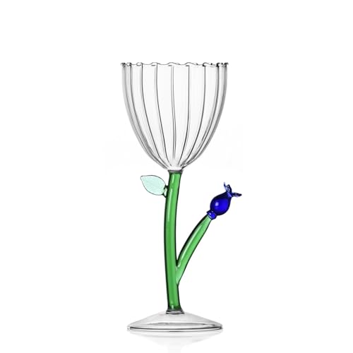 Ichendorf Milano Kelch Optisch Blaue Blume | Botanische Kollektion | 28 cl | Borosilikatglas | handgefertigt von Ichendorf Milano