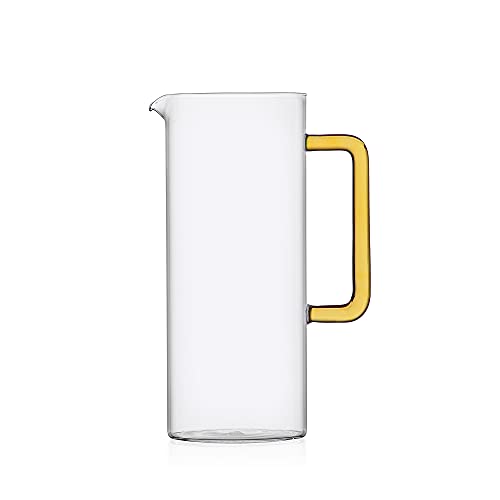 Ichendorf Milano Krug mit gelbem Griff, Kollektion Tube, 120 cl, Borosilikatglas, handgefertigt von Ichendorf Milano