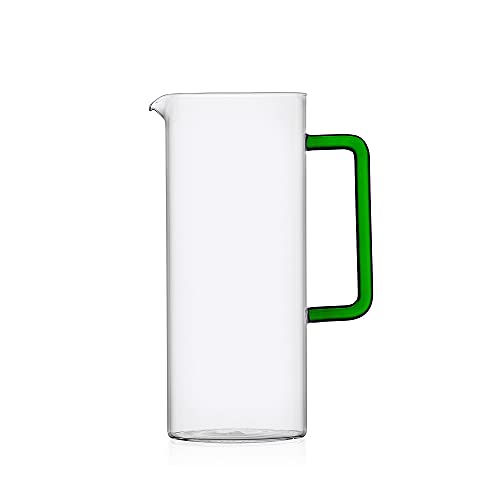 Ichendorf Milano Krug mit grünem Griff, Kollektion Tube, 120 cl, Borosilikatglas, handgefertigt von Ichendorf Milano