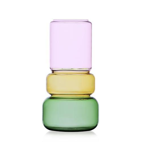Ichendorf Milano Vase, Rosa/Bernstein/Grün, Kollektion Revolve, H25 cm, Borosilikatglas, Handgefertigt Ichendorf Milano Vase, Rosa/Bernstein/Grün, Kollektion Revolve, H25 cm, Borosilikatglas, Handgefertigt von Ichendorf Milano