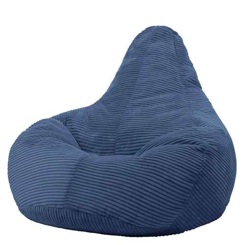 Icon Dalton Sitzsack Cord, Denimblau, Gaming Sitzsack Erwachsene mit Füllung, Bean Bag, Cord Sessel, Lounge Sessel, Lounge Stuhl, Schlafzimmer, Wohnzimmer, Wohnzimmer Möbel von Icon