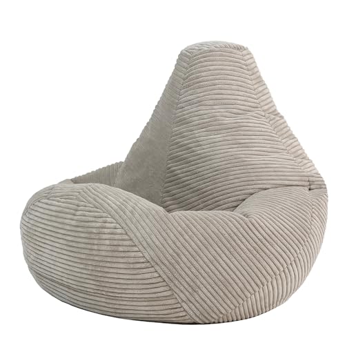 Icon Dalton Sitzsack Kinder, Beige, Cord, Kinder Sitzsack mit Füllung, Kinder Sessel, Sitzsack Kinderzimmer von Icon