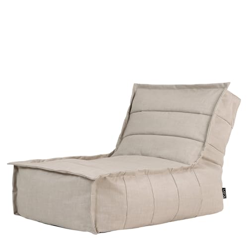 Icon Dolce Sitzsack Sessel, Beige, Riesen Sitzsack, Sitzsack Erwachsene mit Füllung, Wasserfest, Wohnzimmer, Sitzlounge Garten von Icon