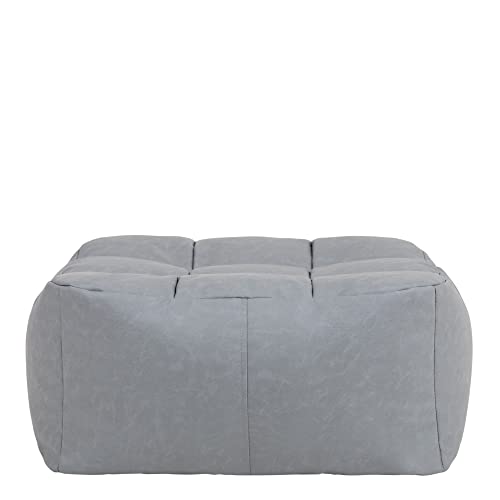 Icon Hocker „Lorenzo“, Grau, Sitzpouf Kunstleder, XXL Puff Hocker Groß, Sitzsack Hocker, Sitzkissen für das Wohnzimmer von Icon